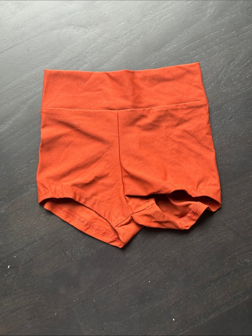 Kids High-Waist Stretch Shorts in Rust Orange